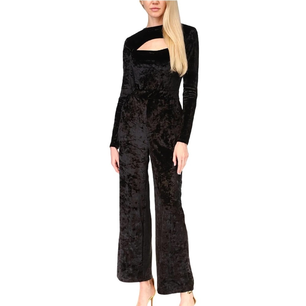 MICHAEL Michael Kors Women's Black Velvet Cutout Jumpsuit- Size 2X